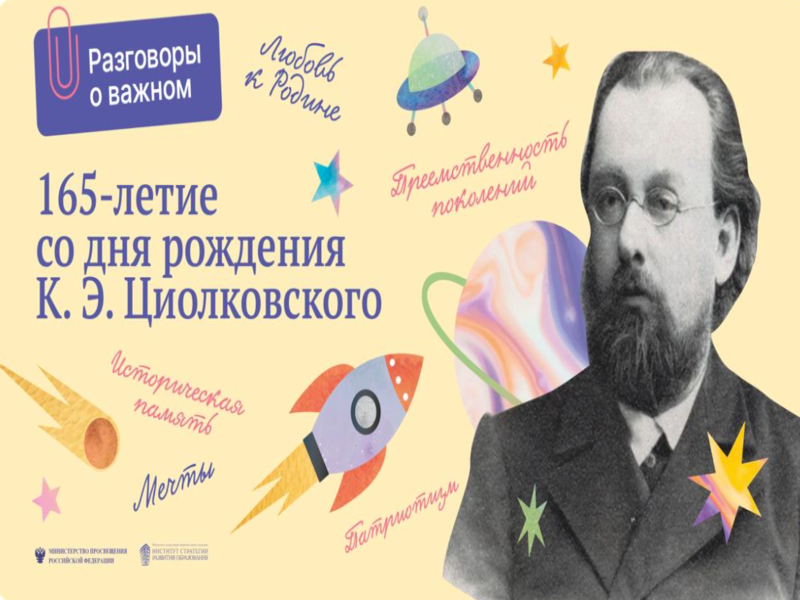 Разговоры о важном 20 мая спо. К Э Циолковский. День рождения Циолковского. Разговоры о важном 165 летие со дня рождения к э Циолковского. Циолковский Дата рождения.